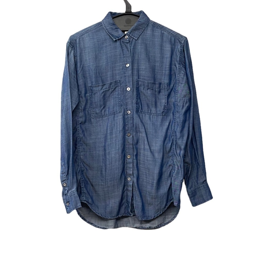 Liverpool Medium Wash‎ Chambray Button Up Shirt Size XS Coastal Western Preppy